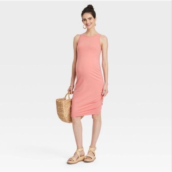 Ingrid & Isabel Maternity Coral Pink Orange Sleeveless Dress Size XS - Picture 1 of 7
